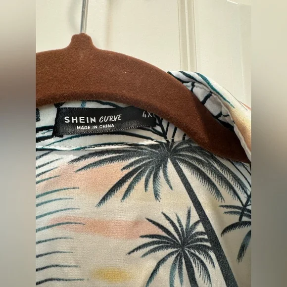 Tropical Print Tie-Front Cropped Blouse - Picture 3 of 4